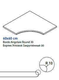 7 ITALON magnetique x2 mineral white (бортик угловой закругл) 60x60x2