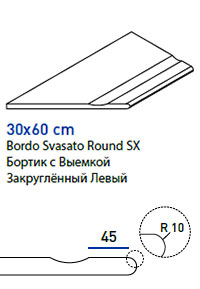 7 ITALON district x2 sand (бортик с выемкой закругл левый) 30x60x2