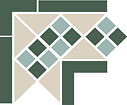 9 TOP CER octagon new corner lisbon with 1 strip (tr.16, dots 13+18, strips 18) 21.5x21.5
